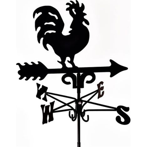 Traditional Cockerel Weathervane - Steel - L39 x W39 x H93 cm - Black