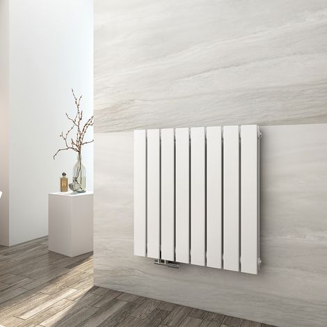EMKE Radiateur eau chaude en acier Radiateur Double couche Tube plat Montage mural Blanc 63x62cm