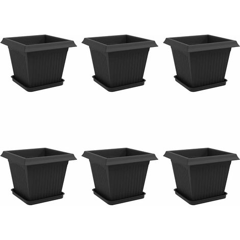 Maison Exclusive - Vasi per Piante 6 pcs Nero 33 x 33 x 26 cm Plastica