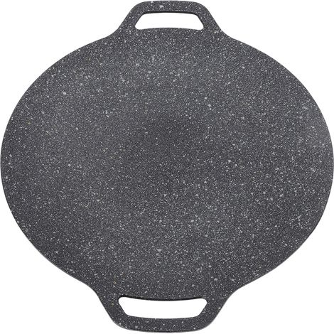 Poêle à barbecue ronde en aluminium à haute conductivité thermique, finition brillante, style coréen, idéale pour le camping (30 cm). (1/5)