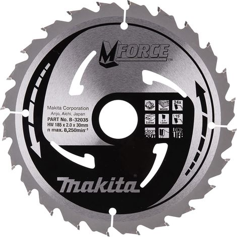 B-32035 Disque scie circulaire, M-parace T.C.T, 185 x 30 mm, 24 D (1/4)