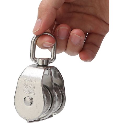 Poulie double à roue robuste en acier inoxydable, accessoire de levage pour yacht (32 mm) (1/5)