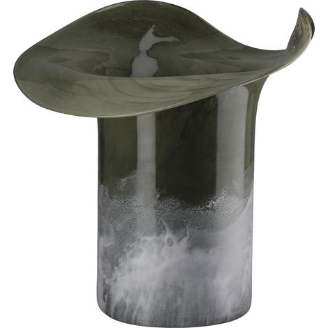 Vase en Verre soufflé à la Bouche Fait à la Main Vert Brillant Mat Hauteur 27 cm x Ø 30 cm (1/5)