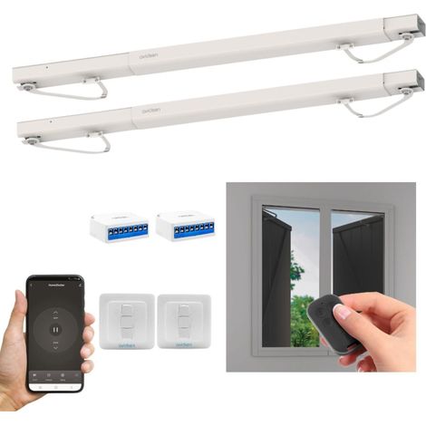 Lote de 2 motores conectados para persianas abatibles Avidsen Home Open W + 2 interruptores con cable (1/5)