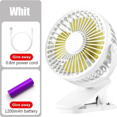 Ventilateur De Table - Rechargeable USB - Rotation 360° - Portable - Pour Bureau Dortoir Chambre - 1 Pièce