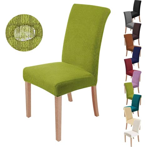 Lot de 4 Housses de Chaise Vertes, Protecteur de Siège Élastique pour Salle à Manger, Lavable, Décoration pour Fêtes, Banquets, Bureau et Hôtel (1/5)