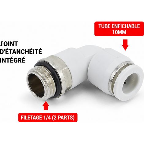 Raccord pneumatique rapide coudé PL10-G02 pour tube 10 mm filetage G 1/4 pouce blanc pl10-g02 blanc 10mm 2 17 g – Livraison gratuite