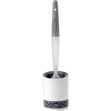 Brosse WC avec réservoir de liquide nettoyant, séchage rapide avec support blanc (1/5)