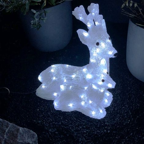 Acryl Hirsch mit Baby 60 LEDs kaltweiß-DLK037H (1/5)