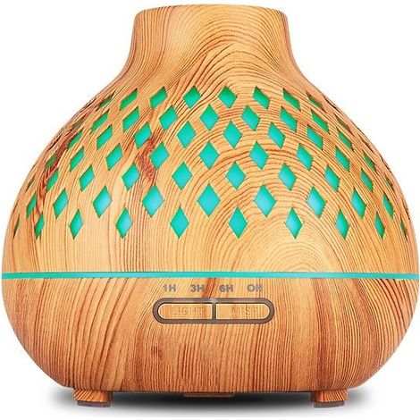 Diffuseur d'huiles Essentielles 400ML, Diffuseur de Parfum , Humidificateur Ultrasonique avec 7 Couleurs Lumières LED, Arrêt Automatique, pour Maison, Yoga, Spa (1/3)
