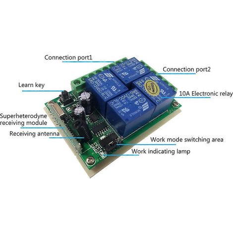 Interrupteur de télécommande sans fil 4 canaux 315 MHz/433 MHz pour relais 12 V/24 V CC (éclairage) (1/4)