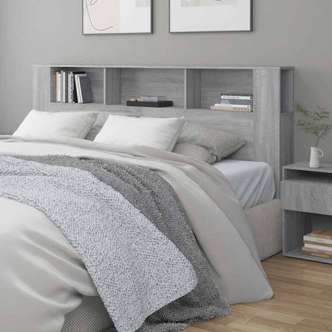 Armoire tête de lit 3 compartiments gris Sonoma 200 x 18,5 x 104,5 cm - PANGIVO (1/5)