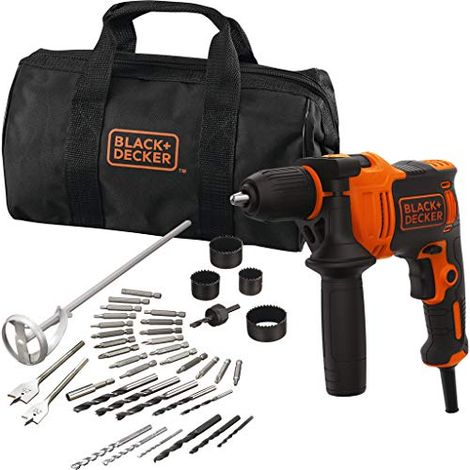 Taladro percutor Hammer Juodas & Decker 710W negro naranja
