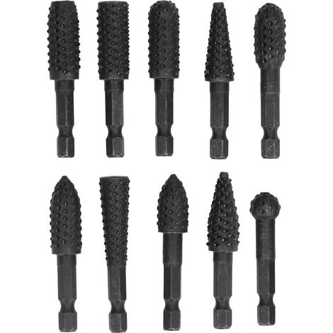 Lot 10 outils coupe meulage bois – tige hex 1/4" – travail bois / perçage / sculpture métal – fichiers gravure (1/4)
