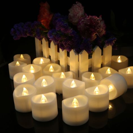 Moule à Bougie Électrique - Bougie LED Sans Flamme - Lumière Chaude Clignotante - Pour Décoration de Mariage, Noël, Halloween - 12 Pièces (1/2)