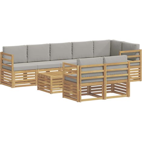 Outdoor Sofa Set 9 pcs White and Light Grey 59 x 59 x 37 cm vidaXL (1/5)