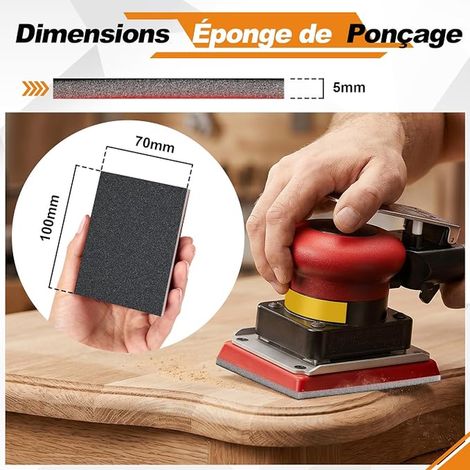 Éponge de Ponçage, Grains 120-3000 Papier Abrasif Sec et Humide (1/4)
