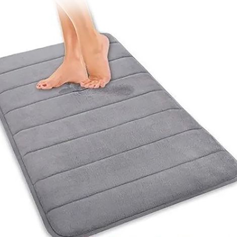 Tapis de salle de bain absorbant antidérapant épais doux, moquette de sol pour salle de bain cuisine chambre, gris clair 40x60 cm (1/5)