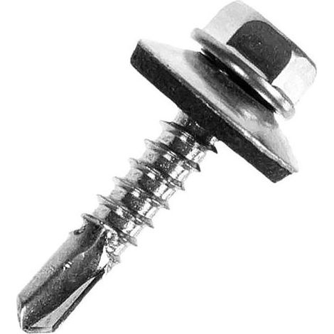 VIS AUTOFOREUSE METAL M5 PACK 50 5,5 x 20 mm Vis tole auto foreuse de acier à tete hexagonale avec rondelle d'étanchéité pour plus fixation Vis Autoperceuse pour metal (1/4)