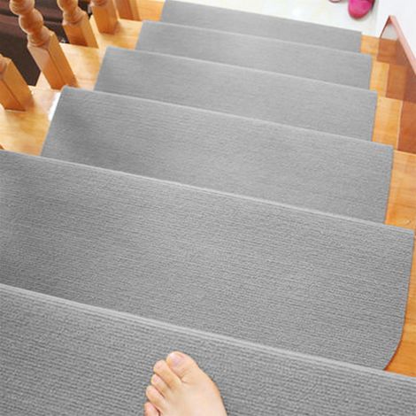 Tapis De Marche D'escalier Tapis D'escalier Auto-adhésifs, 15 Pièces, Gris (1/5)