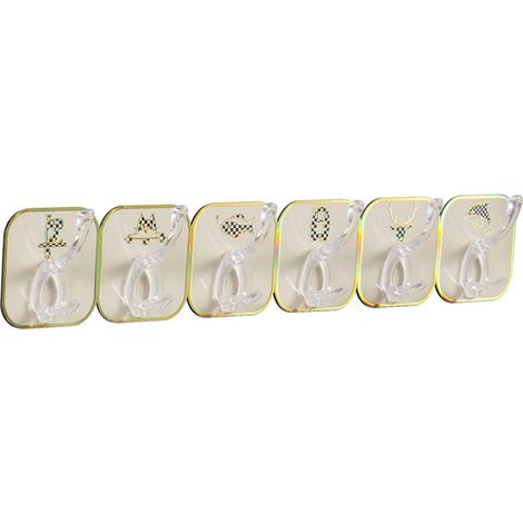 Gancio da parete lussuoso e cremoso, non richiede foratura, set di sei ganci versatili per cucina e bagno, gancio adesivo per porta, colore crema.