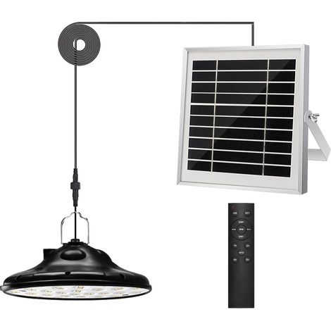 100Leds 1200LM Lampe Solaire Exterieur,3 Mode Lampe Suspendue Solaire,Panneau Solaire Réglable,4 Luminosité avec TéLéCommande,IP66 étanche Eclairage Led pour Jardin,Camping/Pergola/Balcon/Terrasse [Cl (1/5)