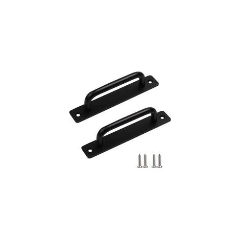 Poignées de porte de grange robustes 2 pièces, poignées de porte coulissantes, poignées de porte en aluminium noir, poignées de porte intérieures et extérieures avec vis
