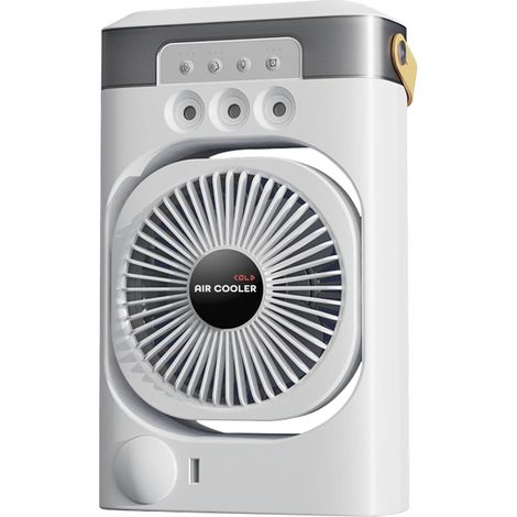 Ventilatore portatile a 3 velocità con umidificatore e luce notturna a LED a 7 colori - Senza scarico (1/5)