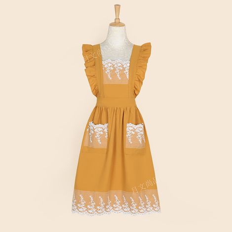 Tablier vintage pour femme (avec poches) - Jolis volants en dentelle et design ajustable, idéal pour la cuisine et la pâtisserie. (1/5)