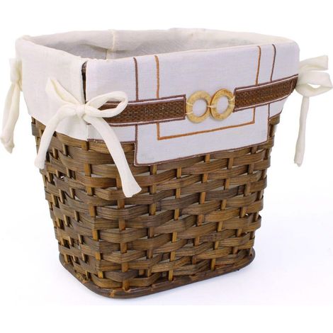 Gettacarta in bamboo marrone con fodera, 25x20x25 cm