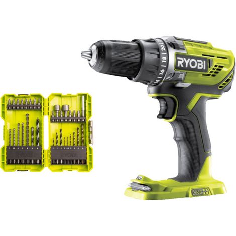 Confezione RYOBI - Trapano/avvitatore R18DD3-0 - 18V OnePlus senza batteria e caricabatterie - 32 set di accessori misti