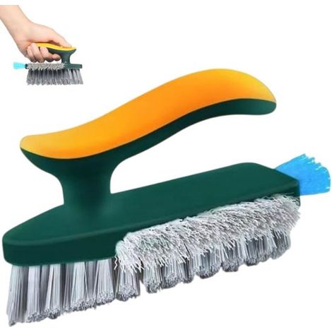 Spazzola per la pulizia delle fughe delle piastrelle 4 in 1, 149x93x77 mm, verde, spazzola potente e abrasiva, con tergivetro, per pavimenti in piastrelle e per la pulizia del bagno. (1/4)