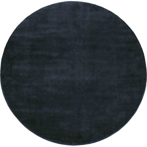 Wohnzimmer Kurzflor Einfarbig Modernes Design Waschbar 80 cm x 80 cm x 14 mm Navy Rund (1/5)