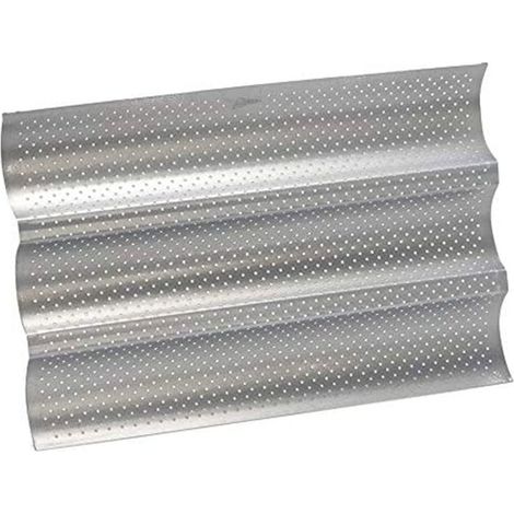 Backform Baguette-Backblech – Perforiertes Baguette-Backblech aus Kohlenstoffstahl – 38 x 24,5 cm – Für Ober-/Unterhitze und Umluftöfen – 1 Stück (1/5)
