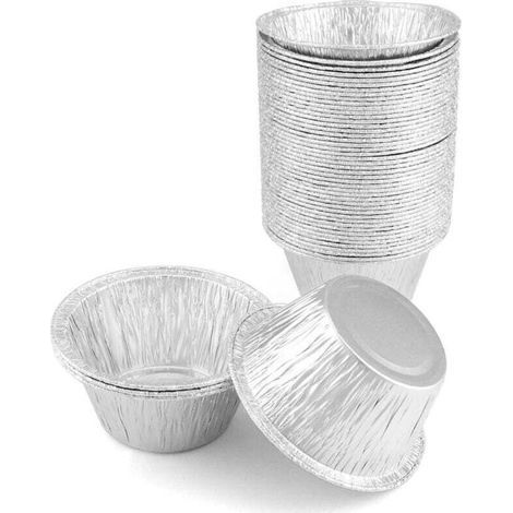 Barquettes rondes, ramequin aluminium jetable pour cupcakes, crèmes, muffins, Lot de 50 (1/5)