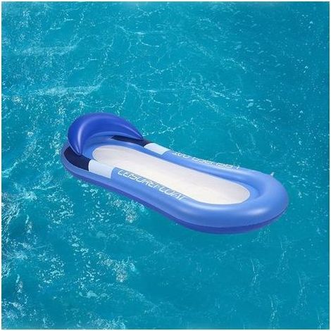 Matelas Gonflable Piscine,Fauteuil Gonflable de Piscine,Hamac de Piscine,Lit Flottant Gonflable avec Filet,Matelas Piscine et Plage Enfants Adultes (bleu) (1/5)