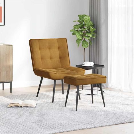 Relaxsessel mit Hocker Braun Samt