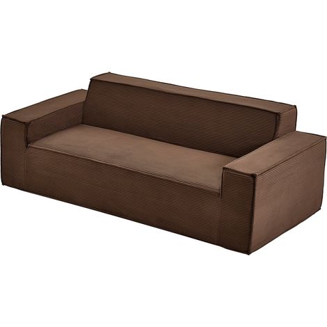 Canapé moderne 2110 mm, canapé nuage confortable en velours côtelé avec assises profondes, grand sofa de salon moelleux avec larges accoudoirs, pour chambre, appartement et bureau, marron (1/5)