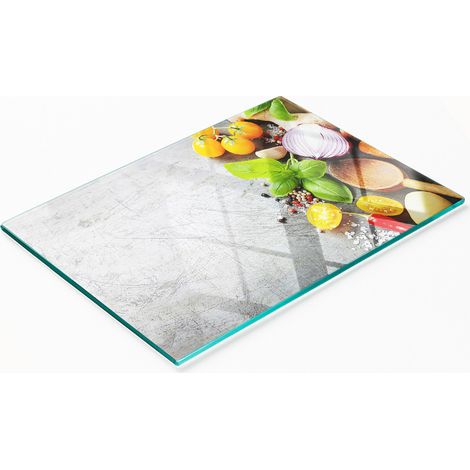 Planche décorative multifonctionnelle de cuisine en verre trempé pour légumes 80 x 52 cm (1/5)