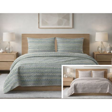 Completo Lenzuola Letto Morbida Flanella 100% Cotone Disegno Baia New, misuraFrancesecoloreVerde (1/5)