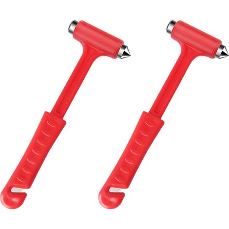 Marteau de Secours pour Voiture 2Pcs, Coupe-Ceinture et Brise-Vitre, Outil de Sécurité pour Voiture, Bus, Camion (1/5)