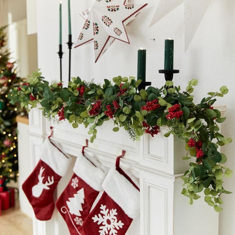 Guirlandes de cèdre de Noël de 6,3 pieds, guirlande de cyprès de pin artificiel de saison, guirlande de verdure, décorations de Noël, décorations de Noël intérieures et extérieures, guirlande de (1/5)