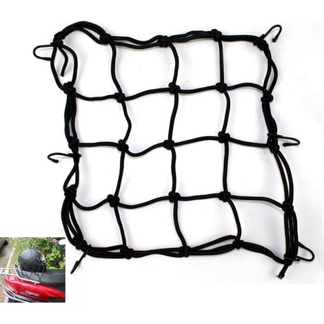 JSSEVN-Filet à bagages pour vélo, filet à bagages pour moto, filet de sécurité, filet à bagages avec 6 crochets de fixation pour panier
(1/5)