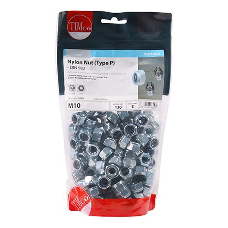 TIMCO Nylon Insert Nuts Type P DIN982 Silver - M10
