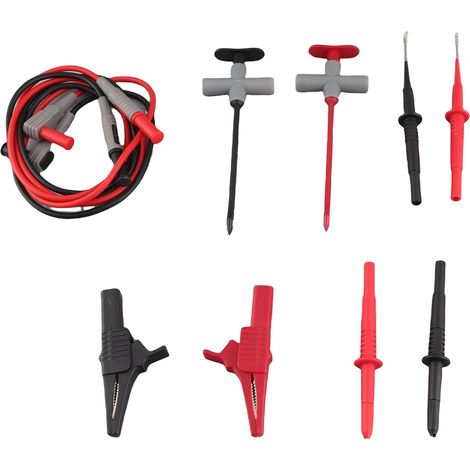 Kit de fils de test électronique pour multimètre avec sondes, aiguilles en acier inoxydable et pinces (1/5)