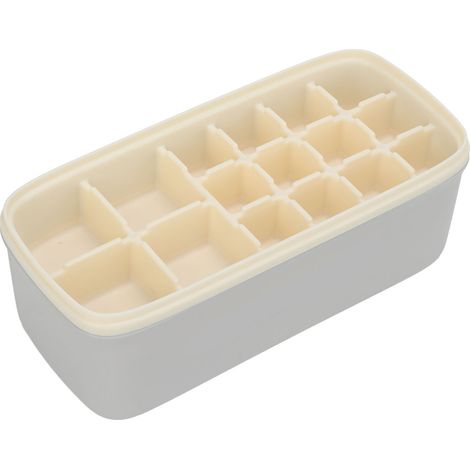 Bac à glaçons, moule à glaçons en silicone souple et réutilisable, machine à glaçons grande capacité avec couvercle, pelle à glaçons blanche. (Bureau/Maison)