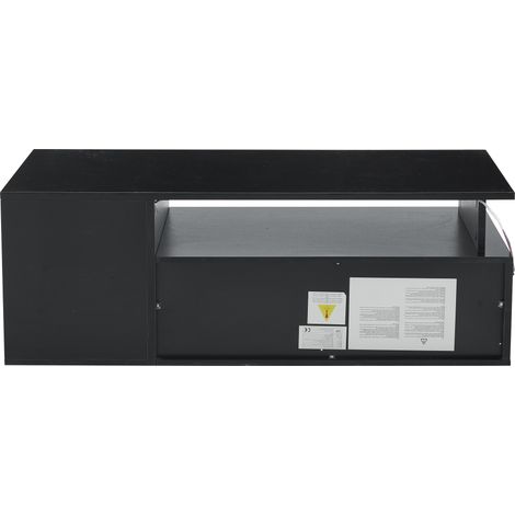 Mesa de centro negra 100 x 50 x 35 cm con LED, 2 cajones y compartimento (1/5)
