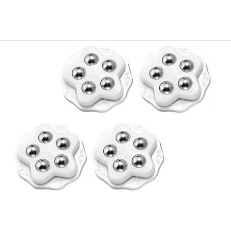 Mini roulettes pour meubles. 4 roulettes à 5 billes chacune, capacité de charge de 300 kg, avec adhésif et vis. Roulette universelle 360 degrés, robuste (Blanc 4 pièces) (1/5)