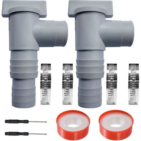 Vanne Double Piscine - Raccord Tuyau 32/38mm avec Joints Antifuite (Lot de 2) (1/4)