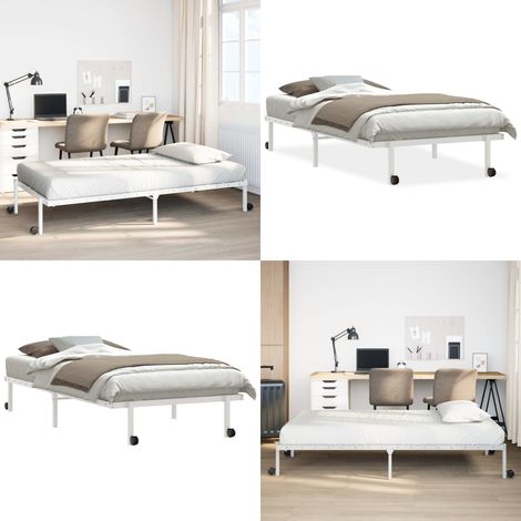 vidaXL Cadre de lit sans matelas pliable blanc 100x200 cm acier (1/5)